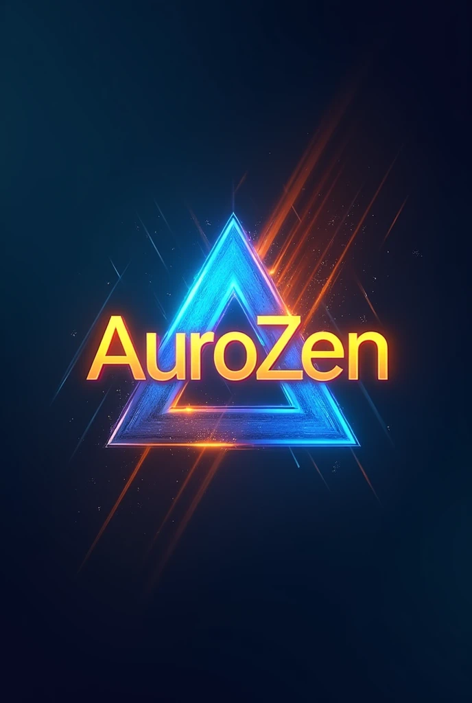 Create a 4D and 4K type image like a logo with a blue and orange ray of colors and in the ray is written this name AuroZen and nothing else is like a logo