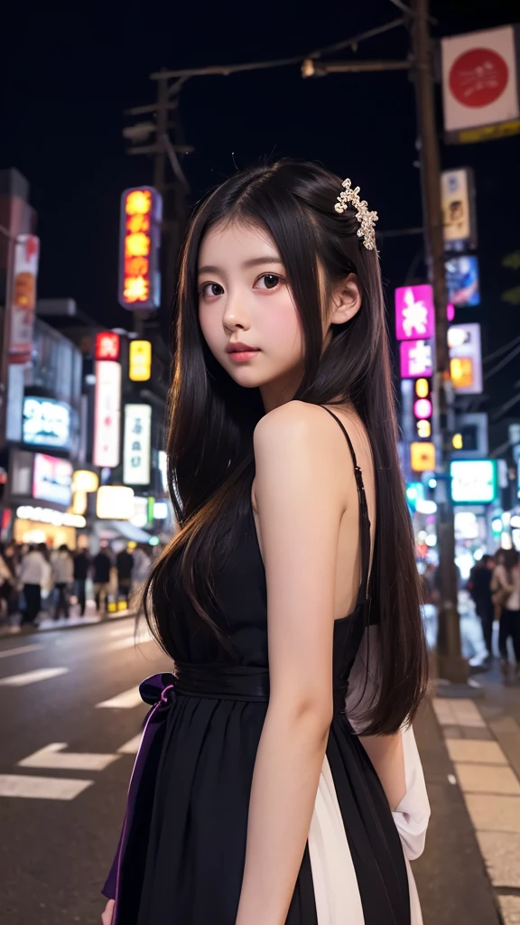 Princess Kaguya、16age、Upper Body、beautiful girl、Shibuya、Moonlit Night