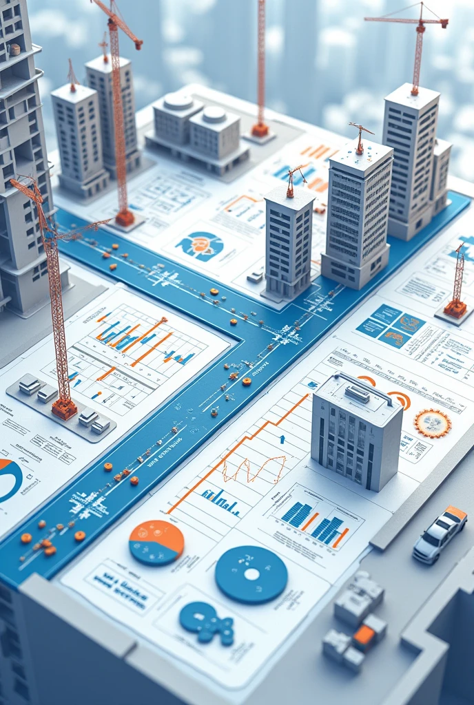 Imagine a diagram that shows the optimization of construction planning using AI.