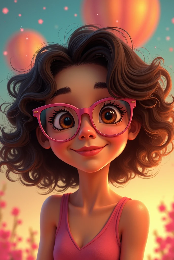 Disney Pixar cover girl curly brunette with glasses