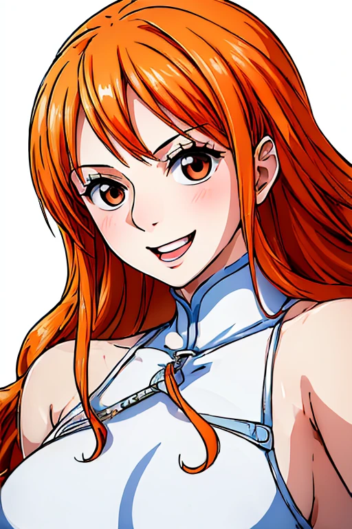 (((masterpiece))), (((Highest quality))), ((Very detailed)), (Highly detailed CG illustrations), we, (Browsing Caution:1.2), (masterpiece:1.5), Detailed Photos, smile, sexy, (Highest quality: 1.4), (One person), beautiful Face, (Orange Hair, Long Hair: 1.3), beautiful Hairstyle,  beautifulディテールの目, (Realistic Skin), beautiful肌, Absurd, Charm, 超High resolution, High resolution, (Sexually excited:1.5), Pinkish white skin, Cool white light, sexyなポーズ, beautiful , White Background, Pink soft white light, Cross-body bodysuit,Large Breasts, Marshmallow-like breasts,whole body,Thighs