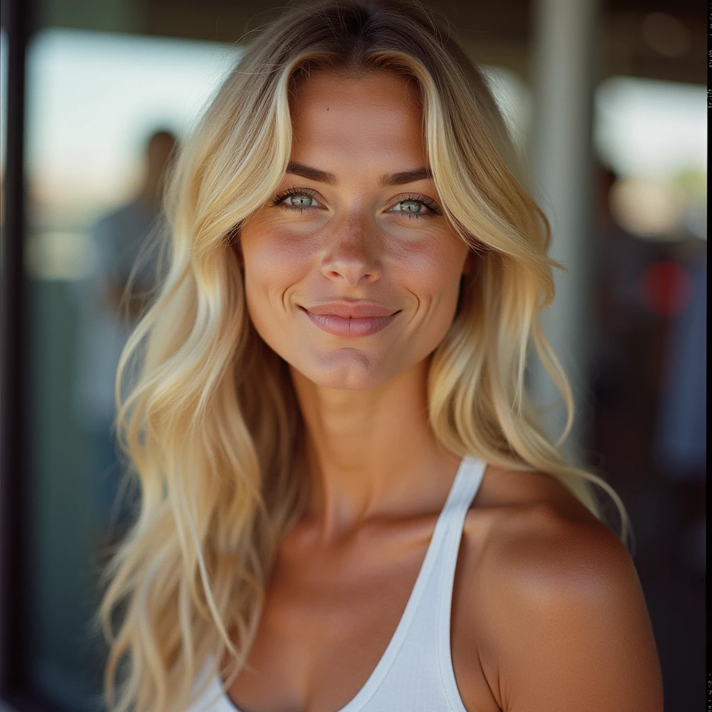 Photographie reel d’une femme avec des cheveux blond, Olympique Lyonnais