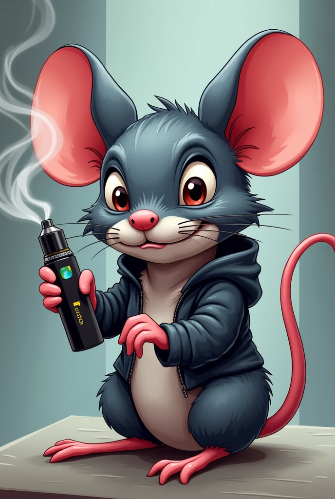Create a design of a smoking mouse for a slogan for a store called Pods Co