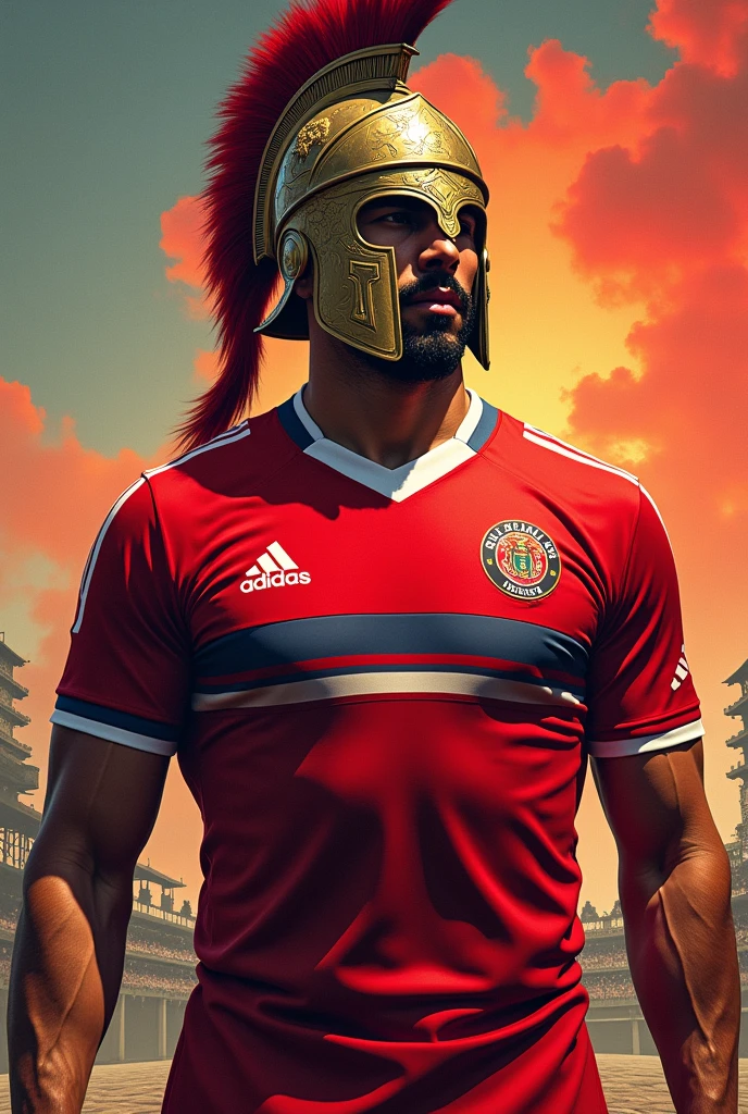 Image of Paolo Guerrero with a Lima Alliance polo shirt and Leonidas helmet from the 300s