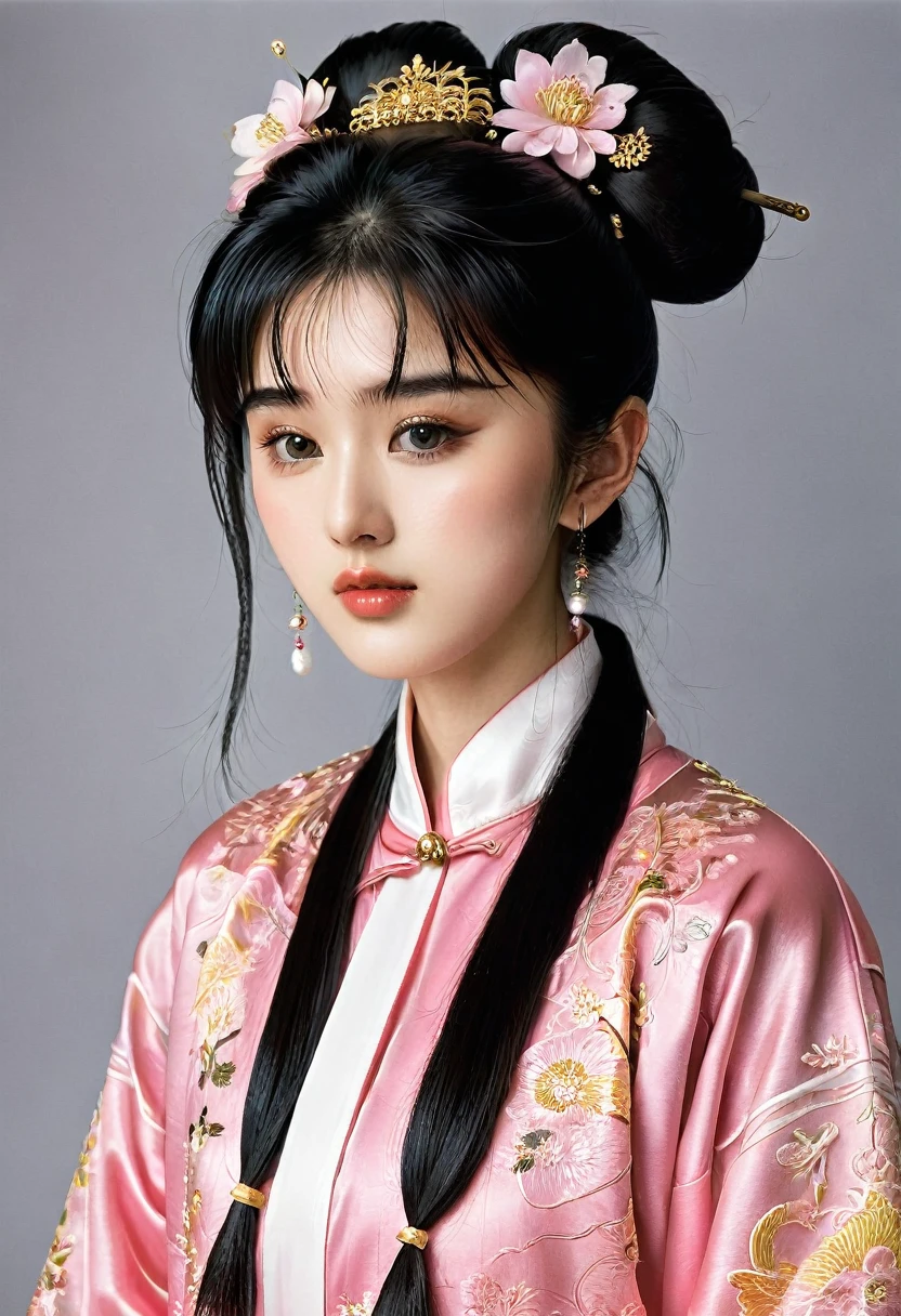 A super beautiful 15-year-old Japanese girl、Put your black hair in a bun、Made of silk, the ultra-glossy, fine embroidery is applied to the corners of the garment.々She wears a gorgeous pink long sleeve vinyl Chinese jacket with。　Pussy covered with white mucus and pubic hair is forced open　She was raped by the old emperor、I had scat sex in the missionary position while crying.