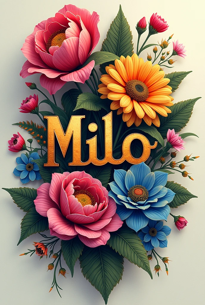 The difficulties of life in bloom with the name Milo as a tattoo with more joy