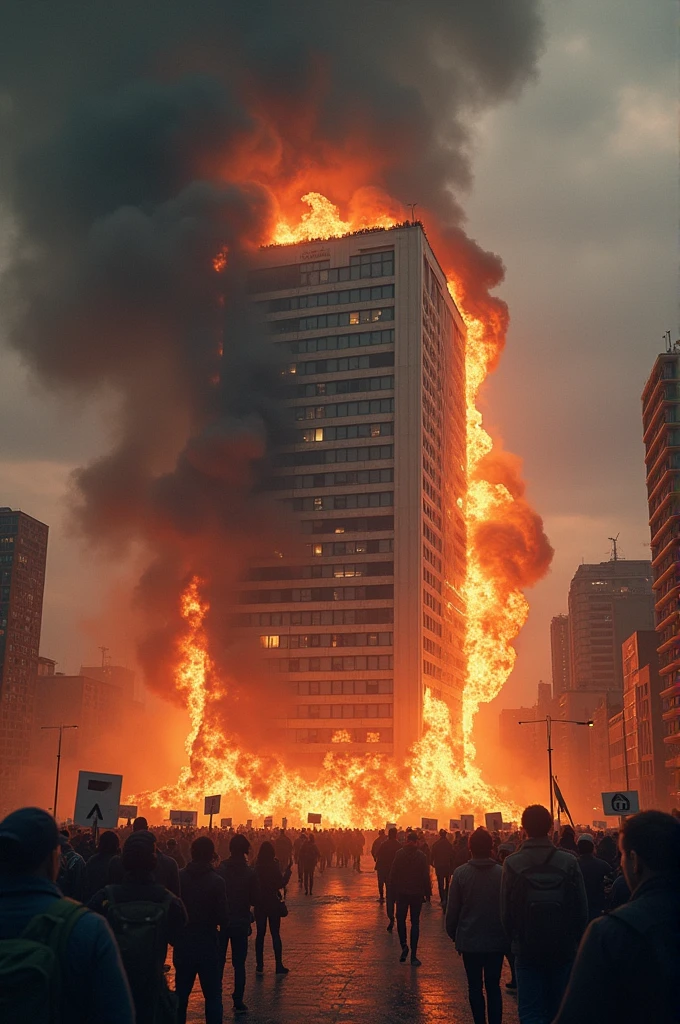 Hospital burning by protestors 