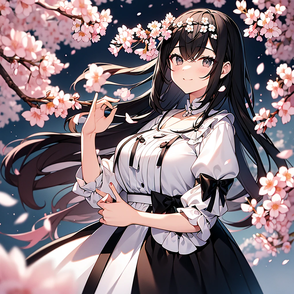 cherry blossoms white black Natural Perm dress