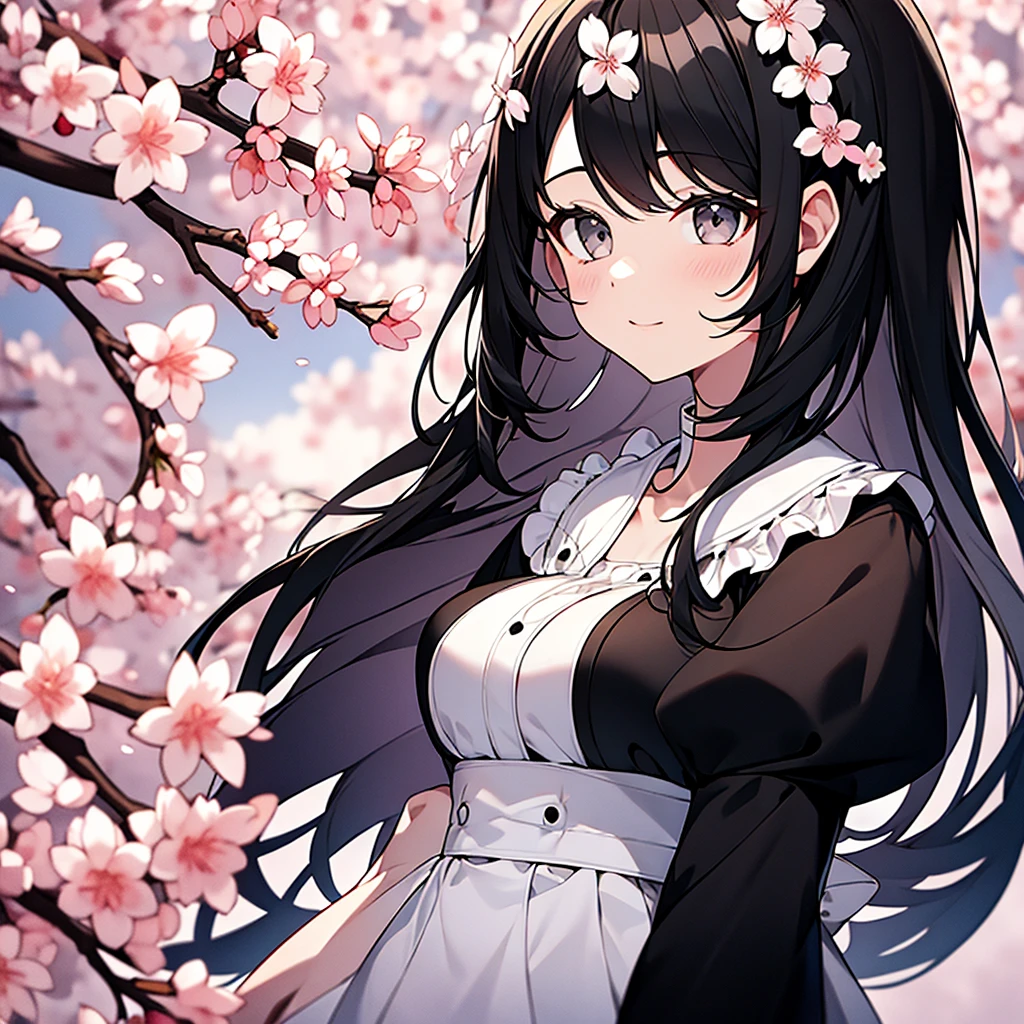 cherry blossoms white black Natural Perm dress
