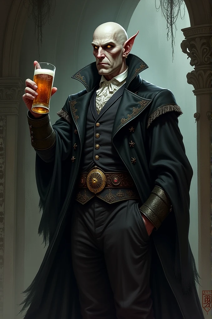strahd von zarovich giving a thunbs up while holding a beer