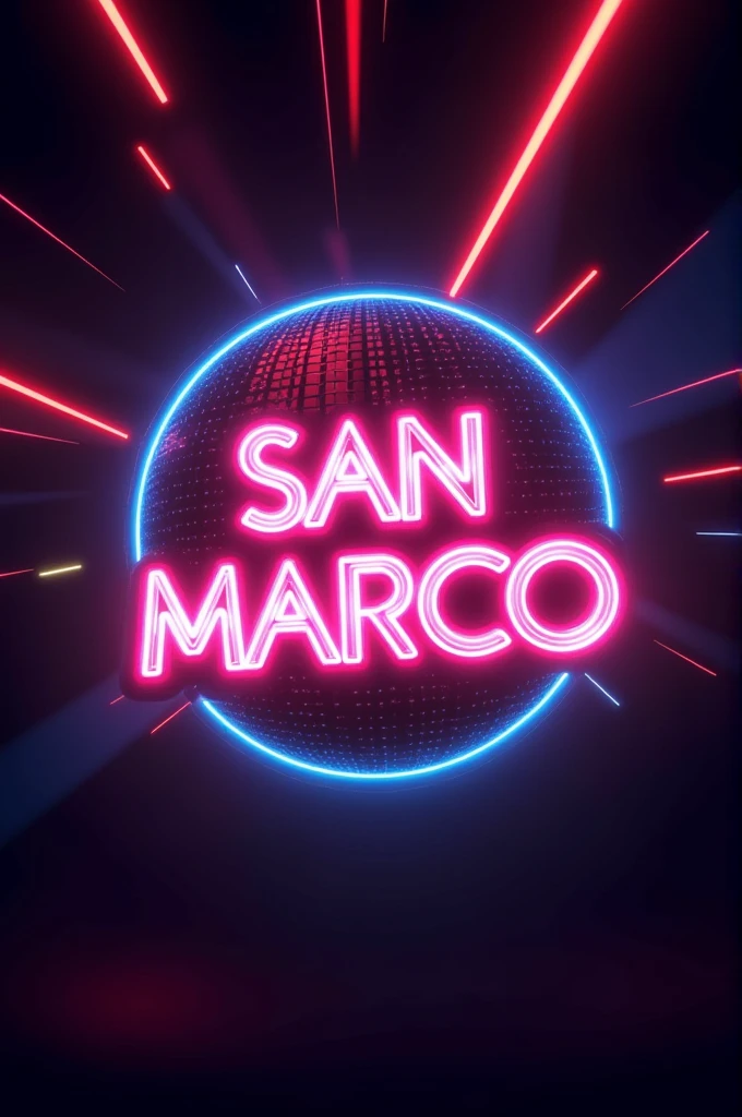 A band logo with disco lights around. The Name is "SAN MARCO"