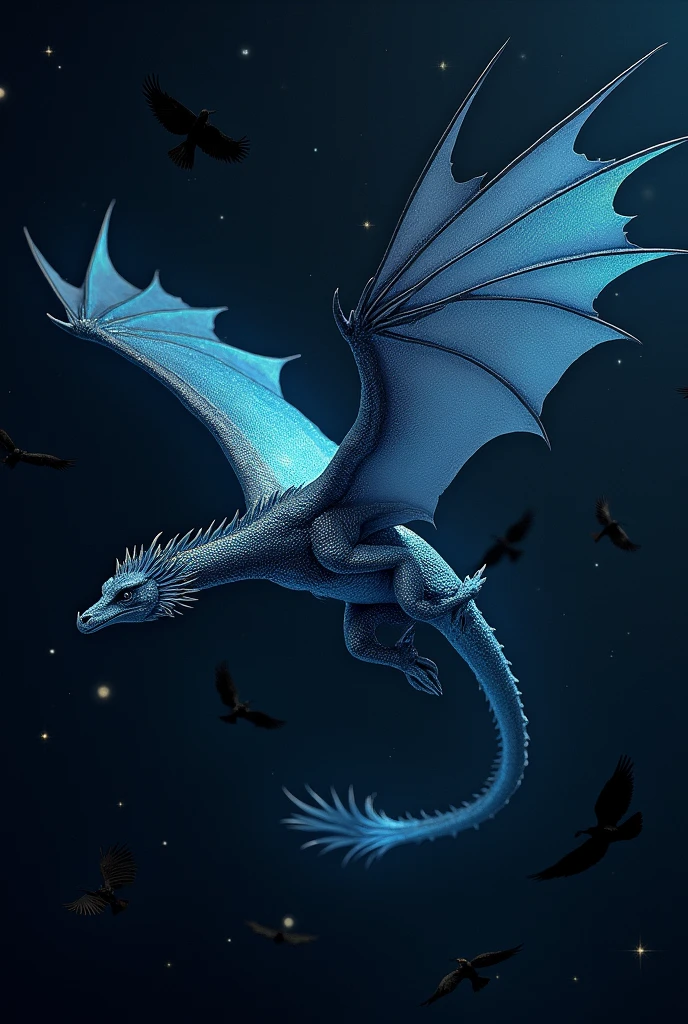 A dragon, skin and wings dragon and raven constellation