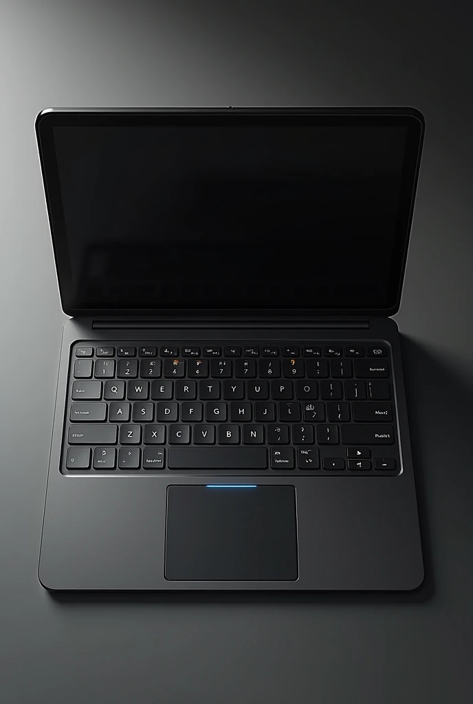 A tablet with a 10.1" In the black color ,screen with a black keyboard with a Mousepad and LED backlit keys.