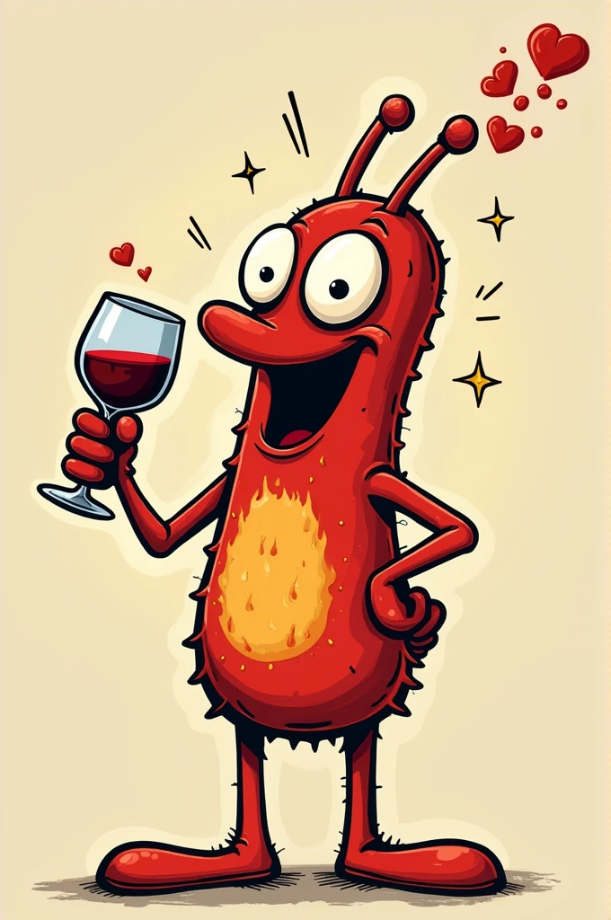 A surreal Kick Buttowski drawing drinking red wine