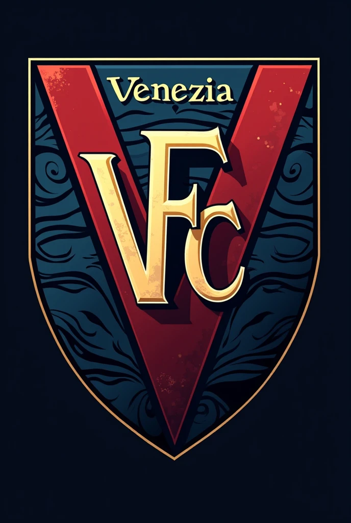 Generate a football crest named Venezia FC(colors:red,negro,blue)