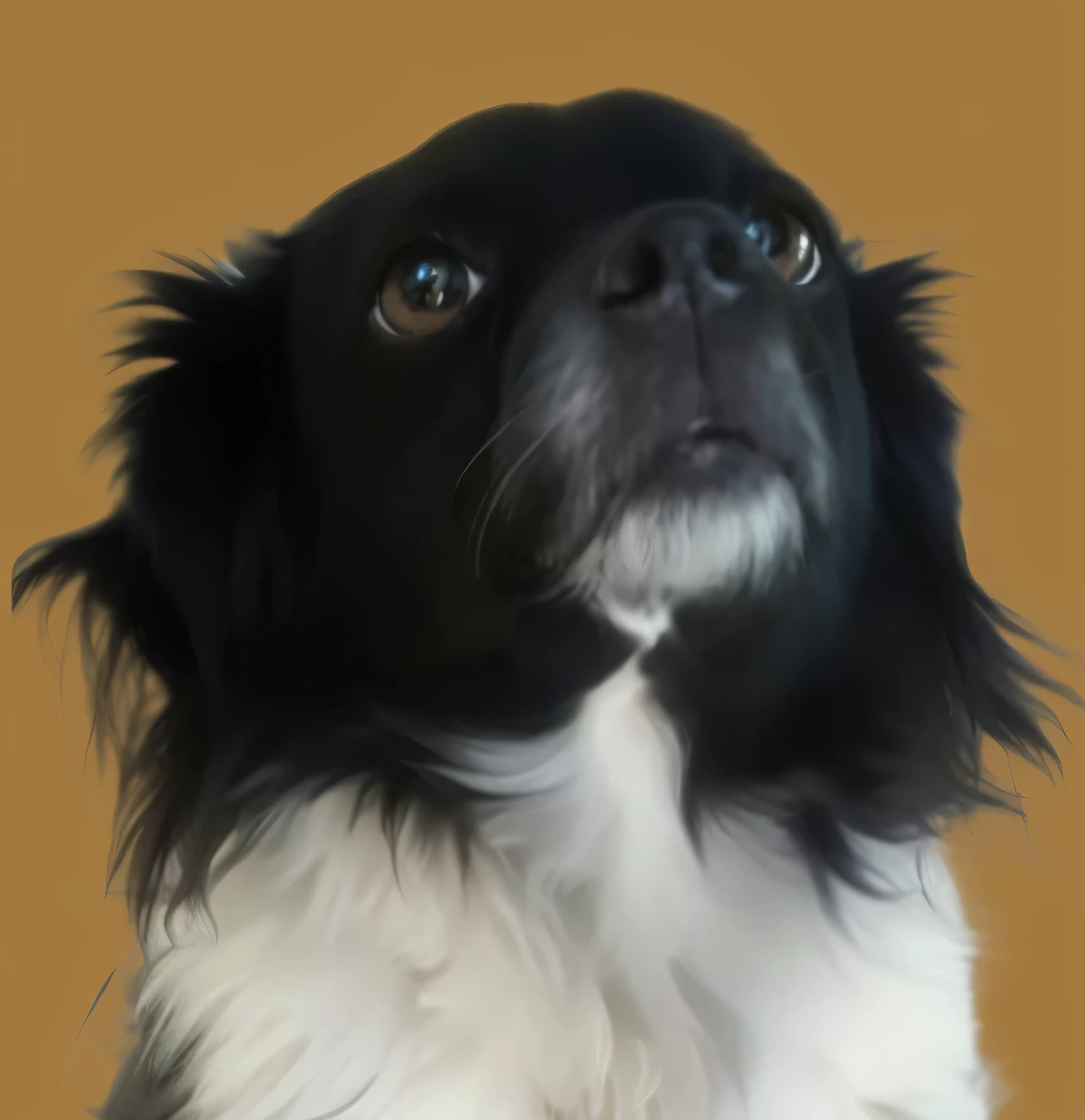 a very cute furry dog,very furry, hairs drawn like cartoon, perfectly drawn eyes, eyes like a cartoon drawing, beautiful eyes, perfect eyes, she is very happy, she is smiling, the image is very detailed