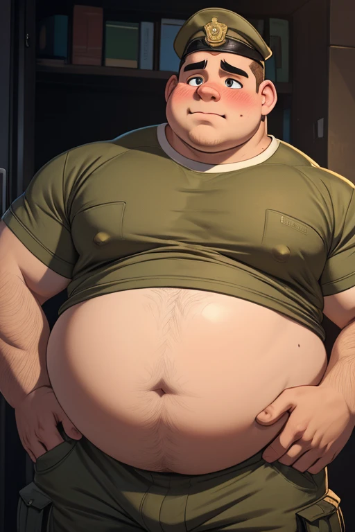 Teen boy, 18 yo, soldier, in military uniform, tight clothing, extremely huge belly, extremely fat ( 1000 lb: 1.1 ), realistic, huge bloated body, absolutely huge stomach, extremely huge belly, extremely huge bloated belly, extremely fat, immobile, gigantic belly, stuffed, straining clothes, completely round body, big limbs, swollen cheeks, inflation, completely full, burping, blushing, absolutely huge stomach, blob body, straining clothes, morbidly obese, can't move