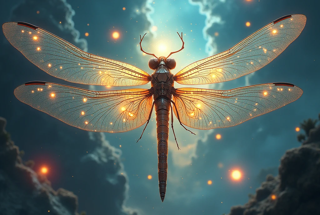 magic dragonfly as ancient god, concept art,