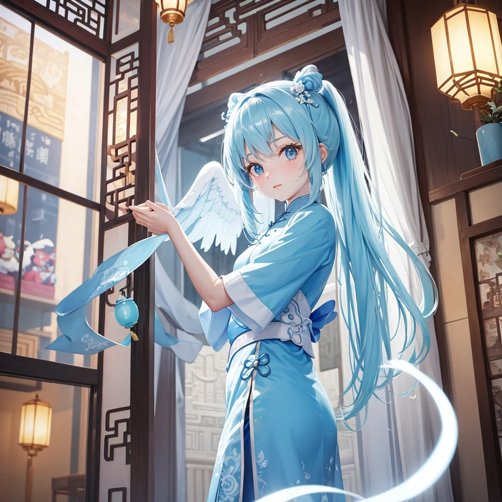 Chinese clothing Angel light blue Dumpling Standing posture