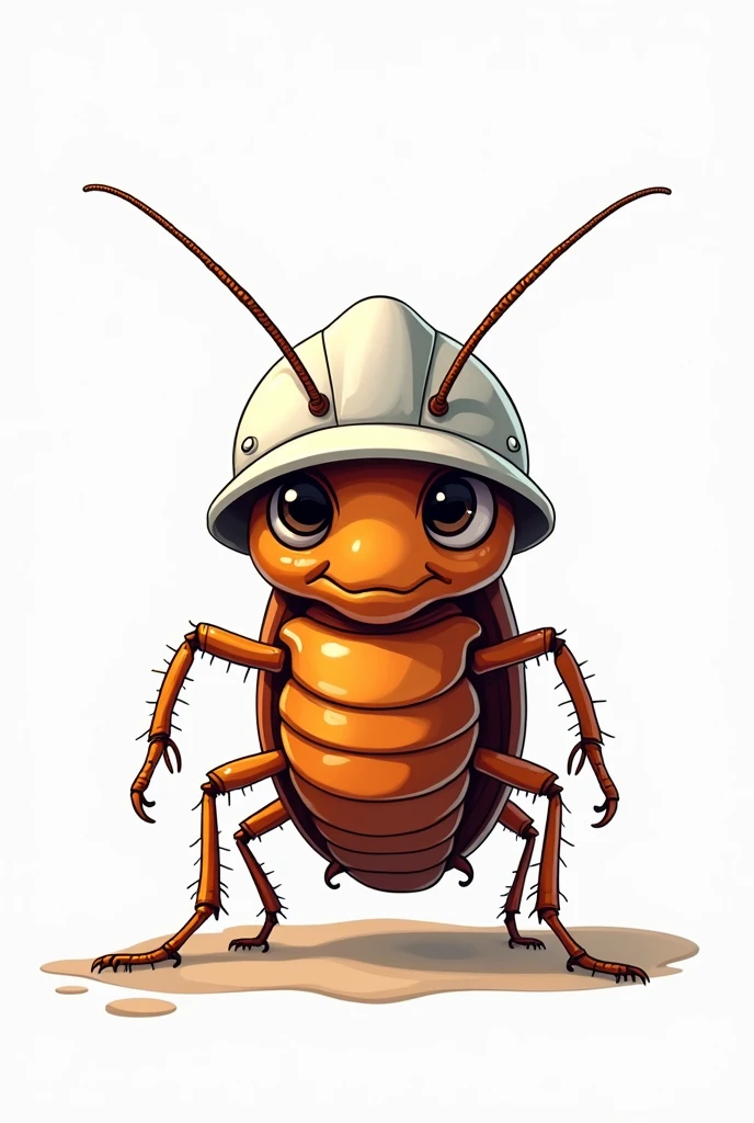 A cartoon style cockroach wearing a white engineer&#39;s helmet 