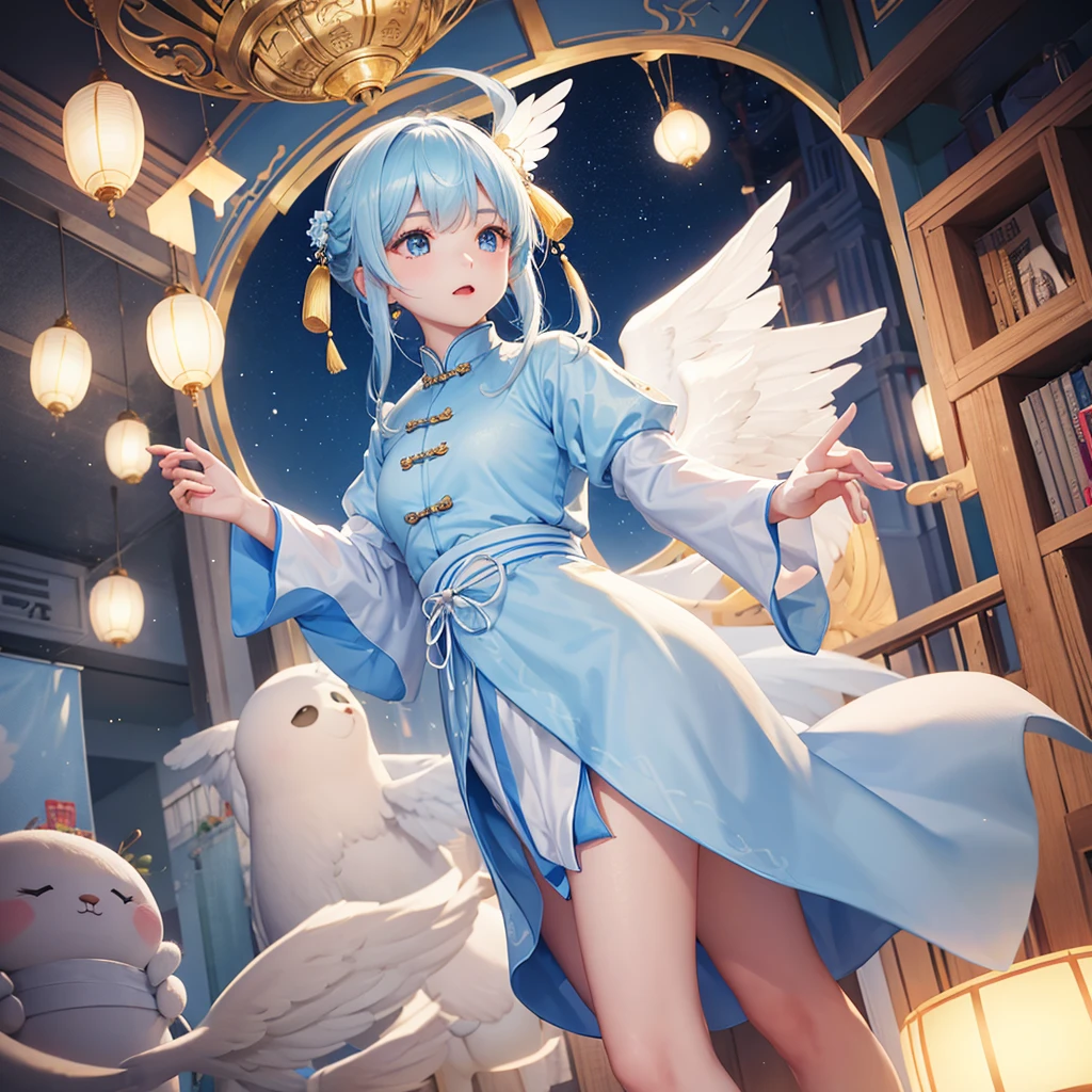 Chinese clothing Angel light blue Dumpling Standing posture