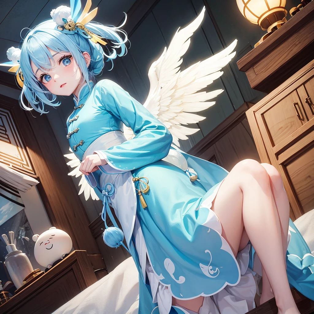 Chinese clothing Angel light blue Dumpling Standing posture