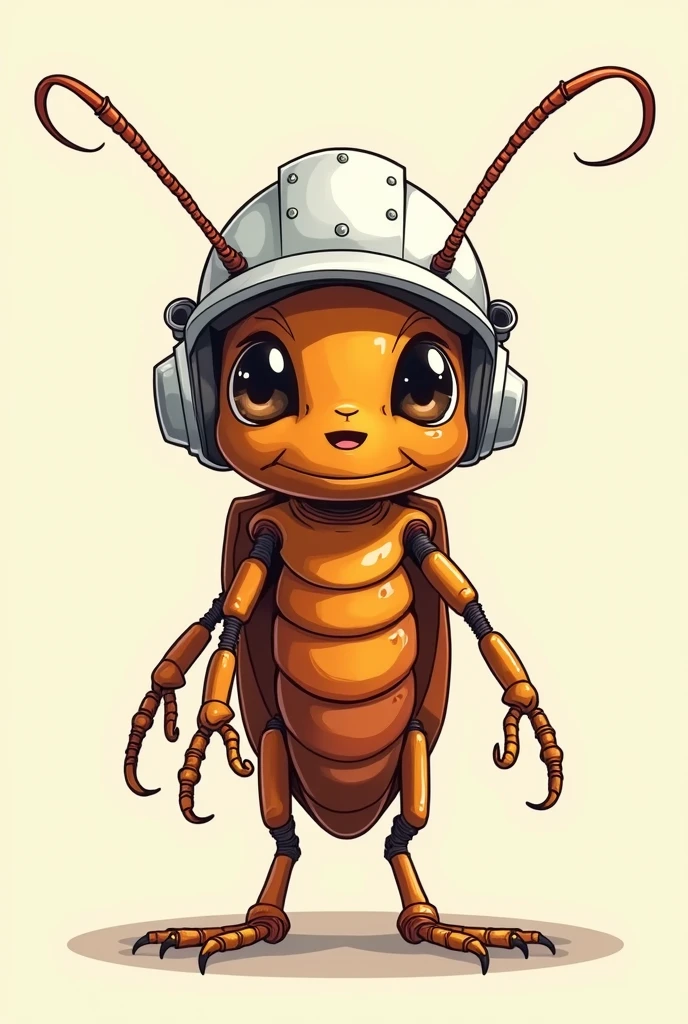 A cartoon-style cockroach wearing a white engineer's helmet, speaking