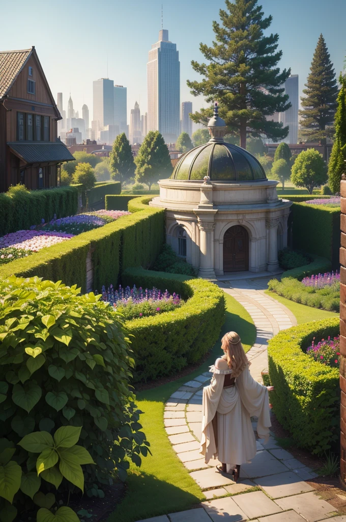 High-resolution garden and cityscapes with the help of AI, quality, Ultra high definition, 