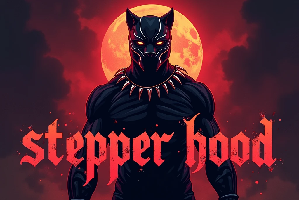 Make YouTube profile with name "stepper hood" in violate colour use black Panthers theme 
