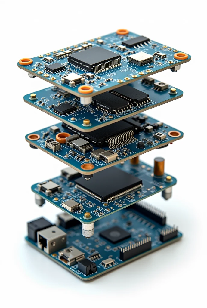generate an image of copper, silicon, plastic, tin used in an arduino microcontroller