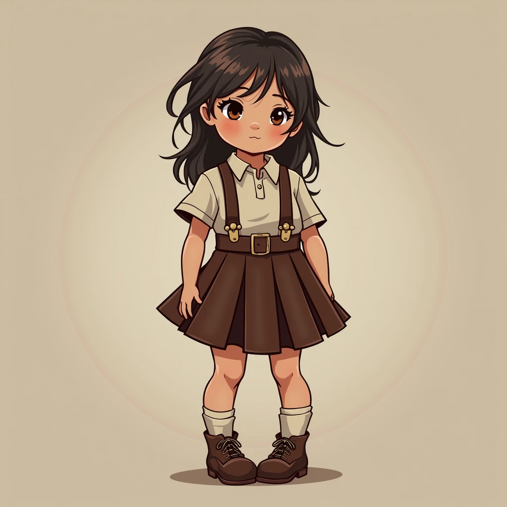1 girl , 8 years old, leather skirt , mailed socks , heels , baby face , small stature , small butt , round butt