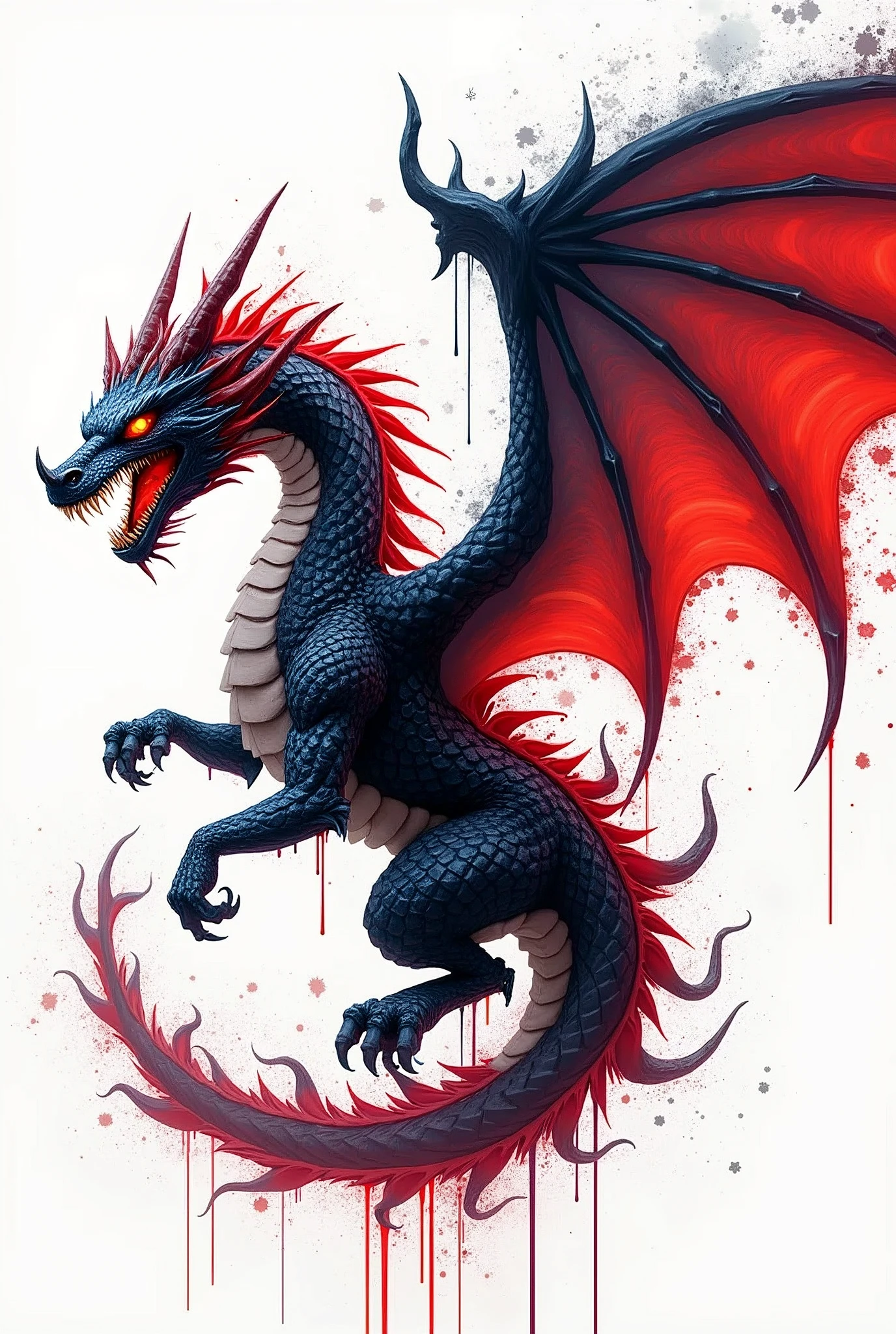 Splash Art, Dragon,dragon, ((White Background)), Sharp Eye, Magnificent Instagram, Art Station, Colorful paint splash style, Contour, Very detailed , Unreal Engine, Fantasy, Intricate details, Splash screen, Complementary Color, Fantasy Concept Art, 8k resolution, deviantart masterpiece, oil, Intense Strokes, Paint drips, Splash Art,Mechanical,