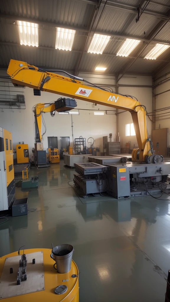 Modern factory, robot operators, modern machinery, automation, Robot, tecnologias de vanguarda, HDR lighting, piso branco, Foto realista, high-definition, alta tecnologia.