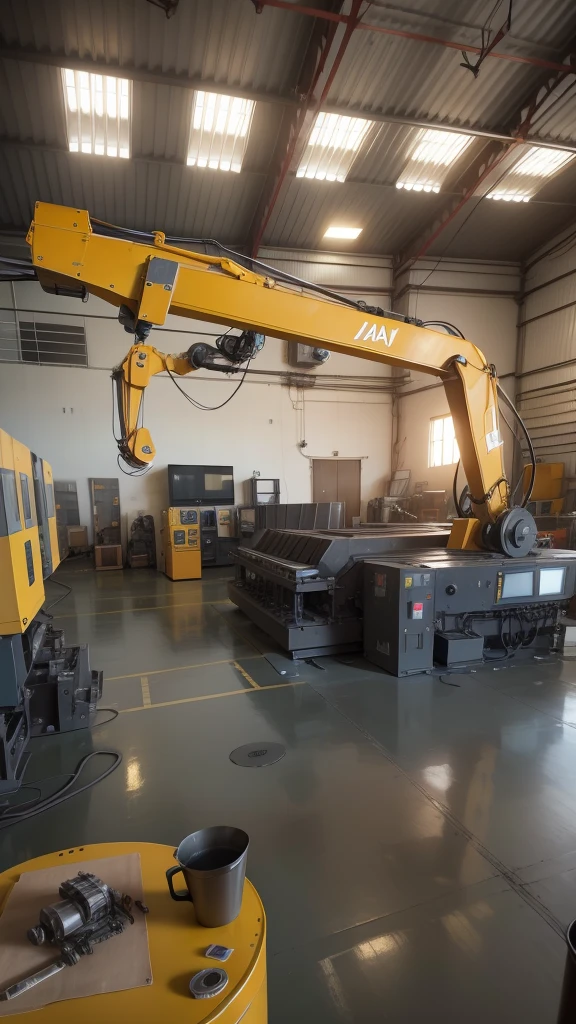 Modern factory, robot operators, modern machinery, automation, Robot, tecnologias de vanguarda, HDR lighting, piso branco, Foto realista, high-definition, alta tecnologia.