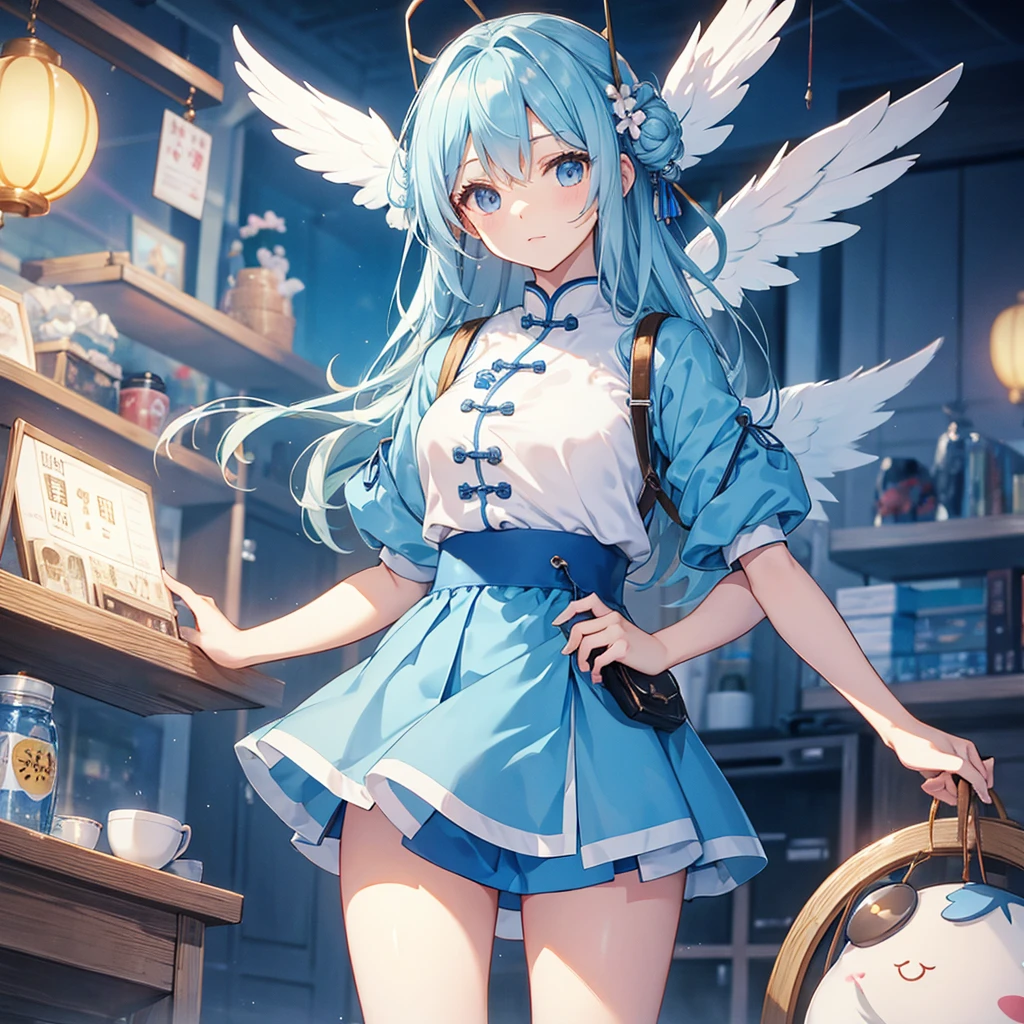 Chinese clothing Angel light blue Dumpling Standing posture