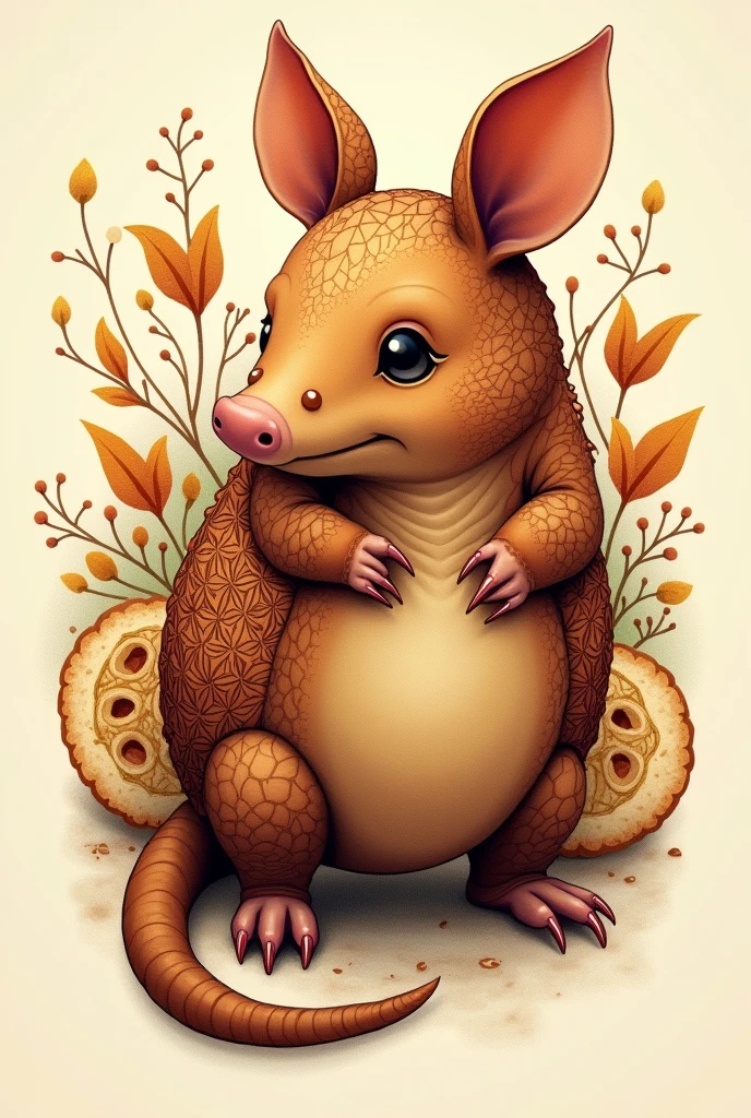 Tattoo model, based on an armadillo (tattoo design) and a sweet bread
