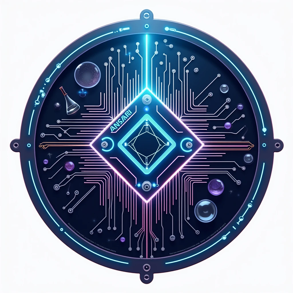 A logo for Electronics & Science With Ansari with pcb and science symbol
