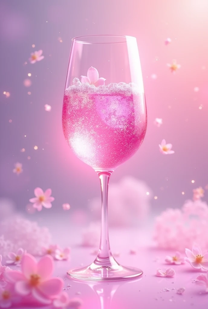 animated cartoon of a pink sparkling wine glass