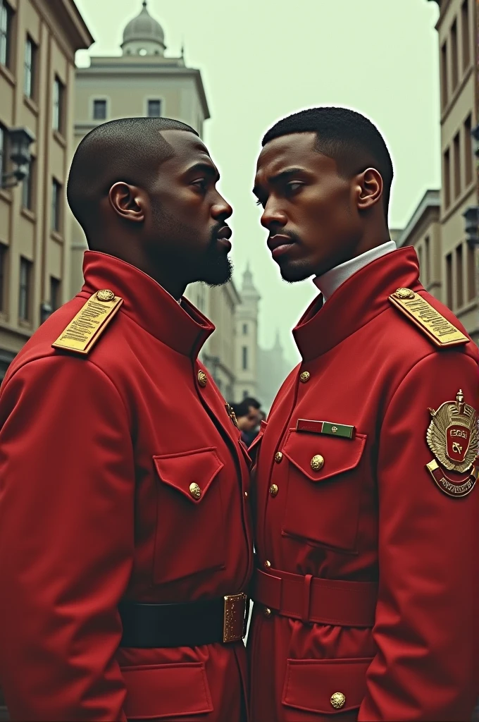 Kanye West and Frank Ocean with URSS uniforms