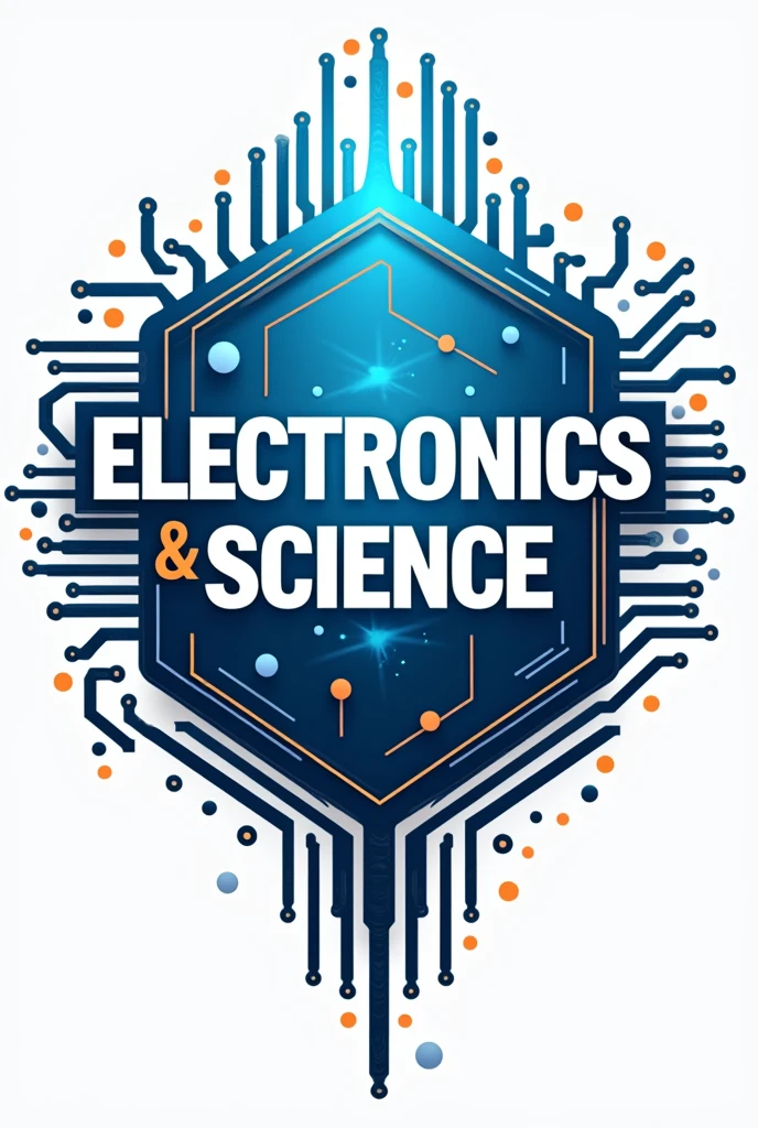 A logo for Electronics & Science With Ansari with pcb and science symbol, electronics and science should be written in bold