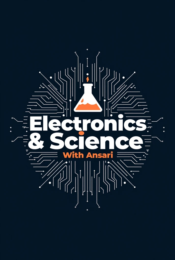 A logo for Electronics & Science With Ansari with pcb and science symbol, electronics and science should be written in bold