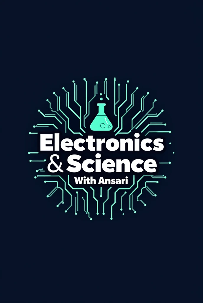 A logo for Electronics & Science With Ansari with pcb and science symbol, electronics and science should be written in bold