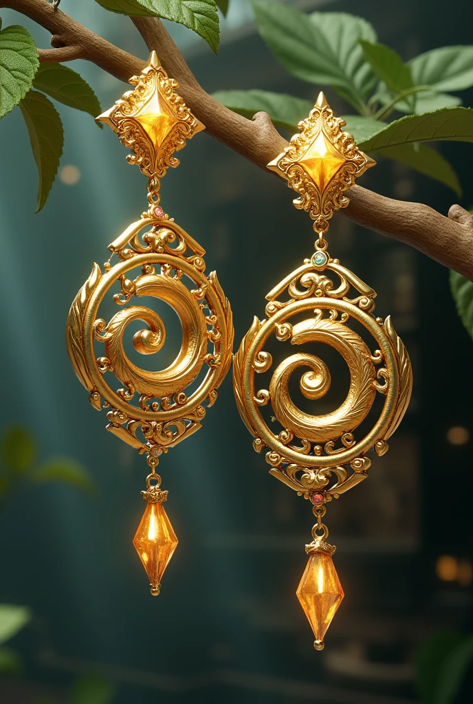 Genshin Anemo Sign in Gold Earrings
