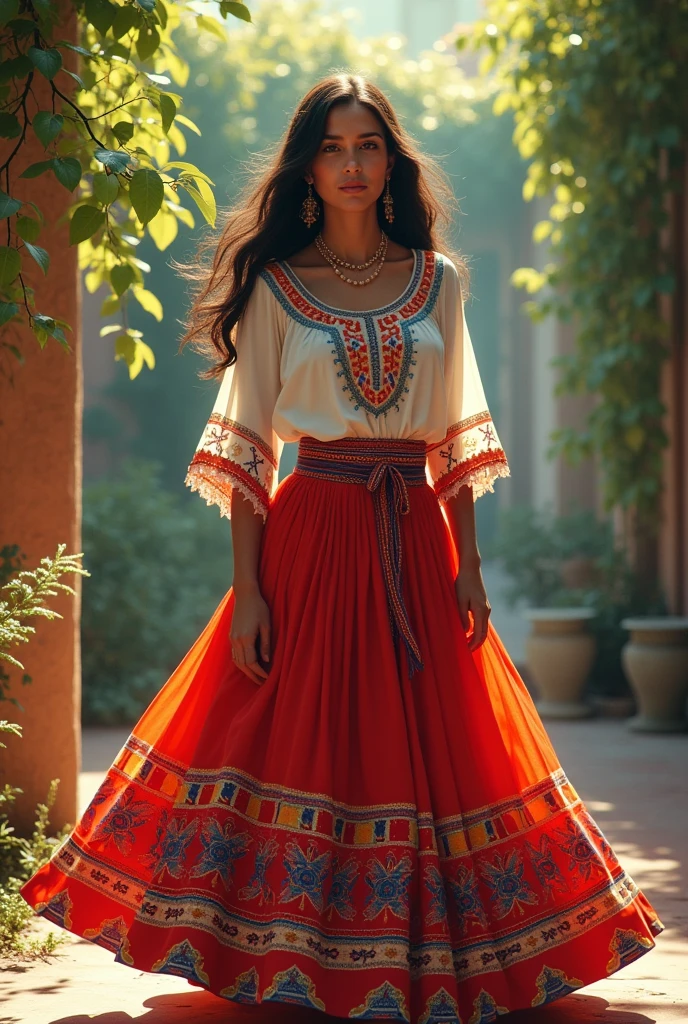 Make me a woman dressed in Mexican clothing named Mary Isela with her name appearing in front of her., please