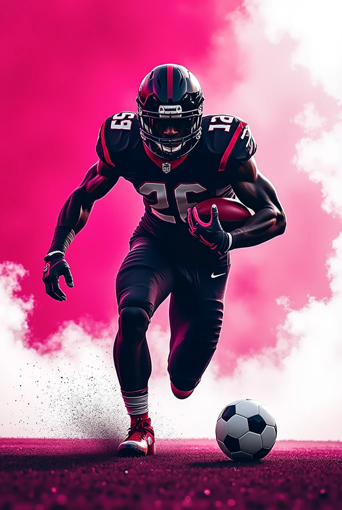 Magenta, black and white football image