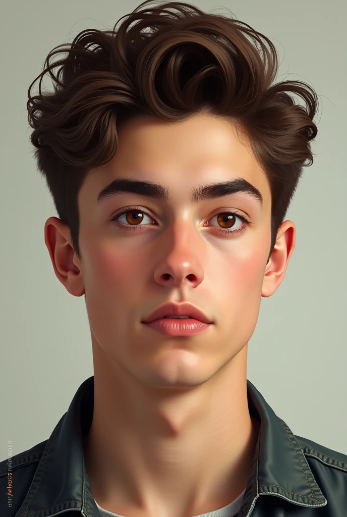 Man with singer Shawn Mendes’s young face with Brown eyes and short hair