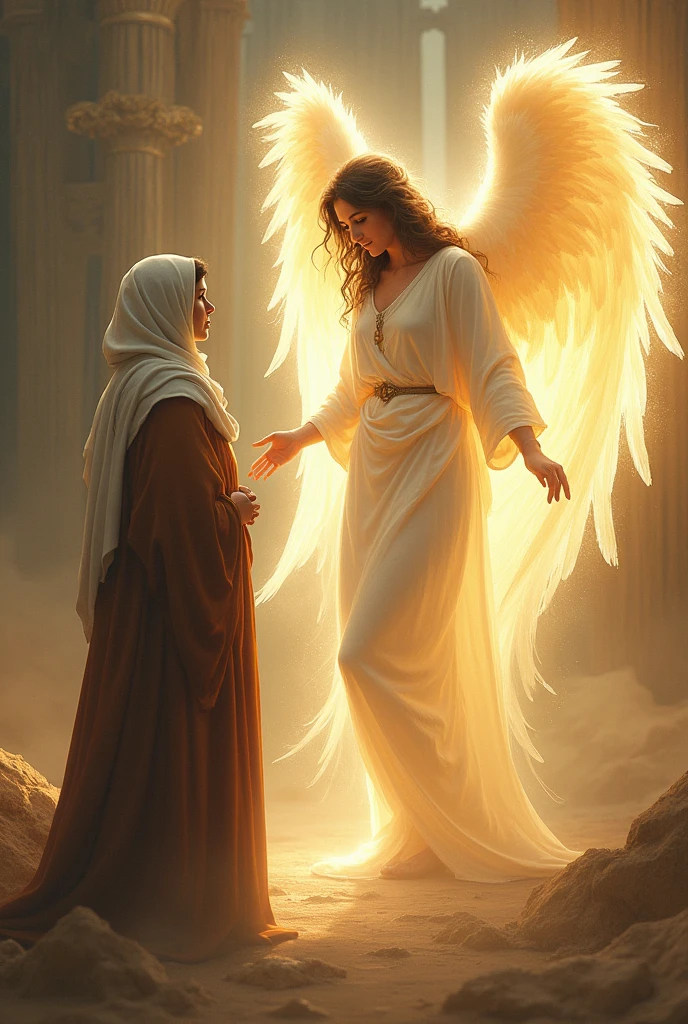 angel talking to a woman from biblical times