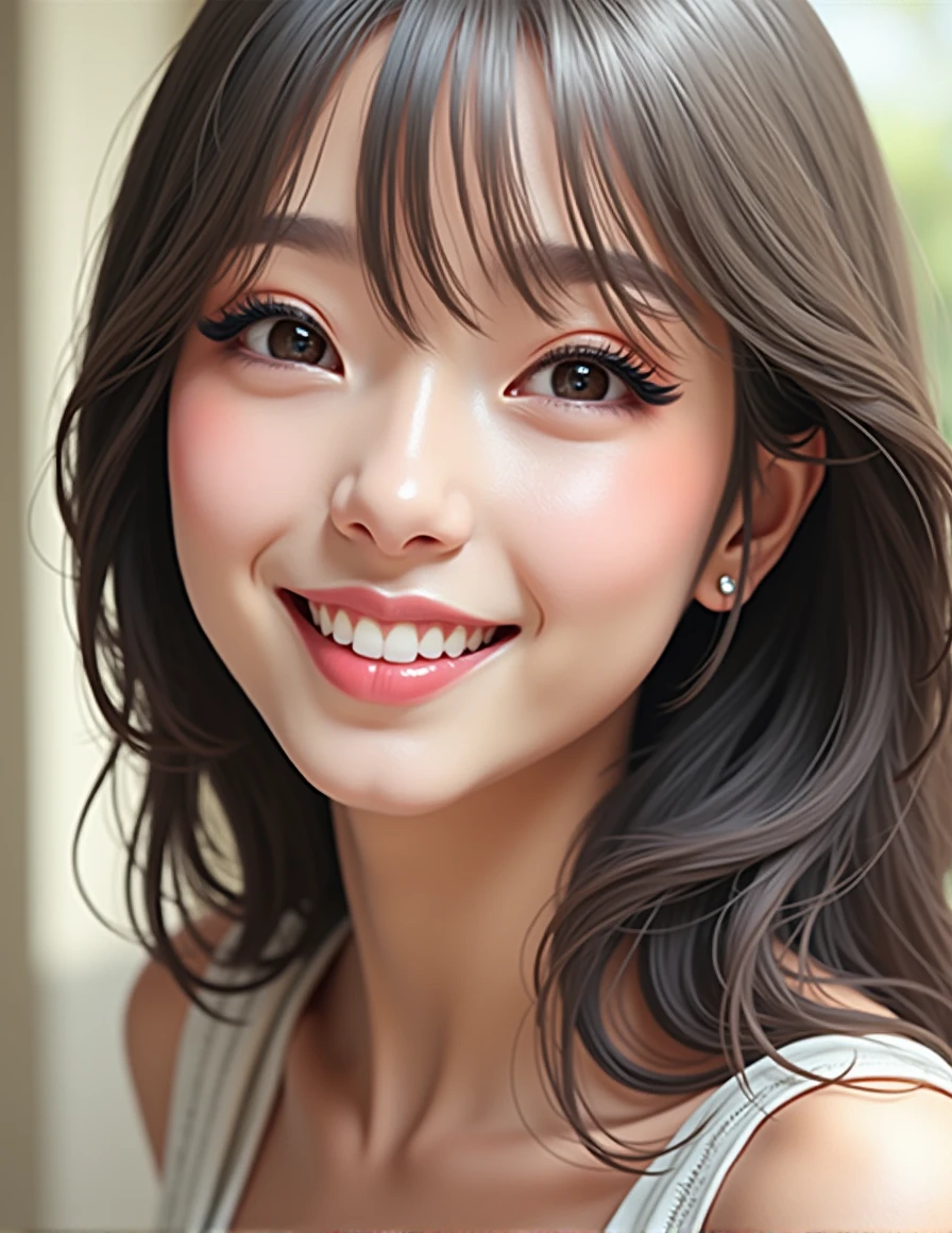 Stunning girl Both head and feet are visible illustration by Jesper Ejsing, wearing a neat dress, digital painting, realistic, portrait, concept art, soft lighting, smooth, sharp features, sharp focus, realistic illustration