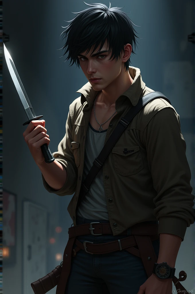 Itadori holding a knife