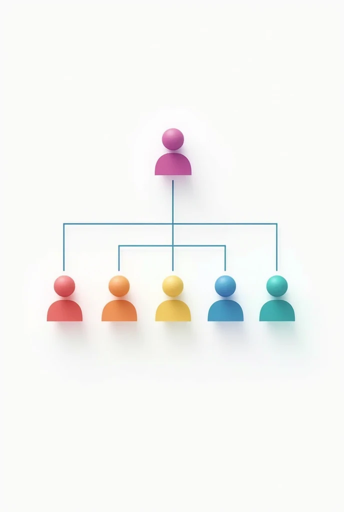 Business organization diagram with color stick figures without faces